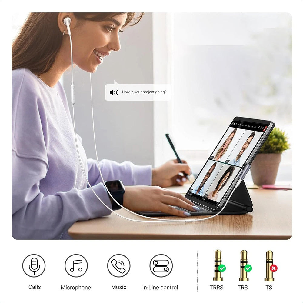 Audio adapter USB-C - 3.5mm UGREEN CM460 (20194) Kutni, Sivi