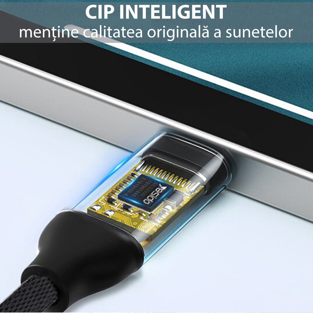 Audio adapter USB-C - 3.5mm Yesido YAU19, Crni