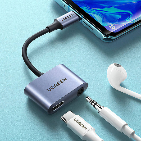 Audio Adapter USB-C - 3.5mm / USB-C UGREEN CM231, Sivi