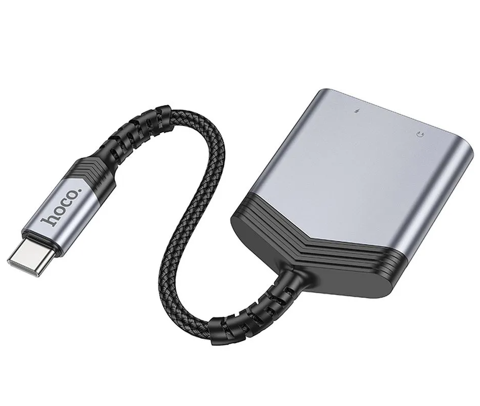 Audio adapter USB-C - USB-C / 3.5mm HOCO LS39, Crni