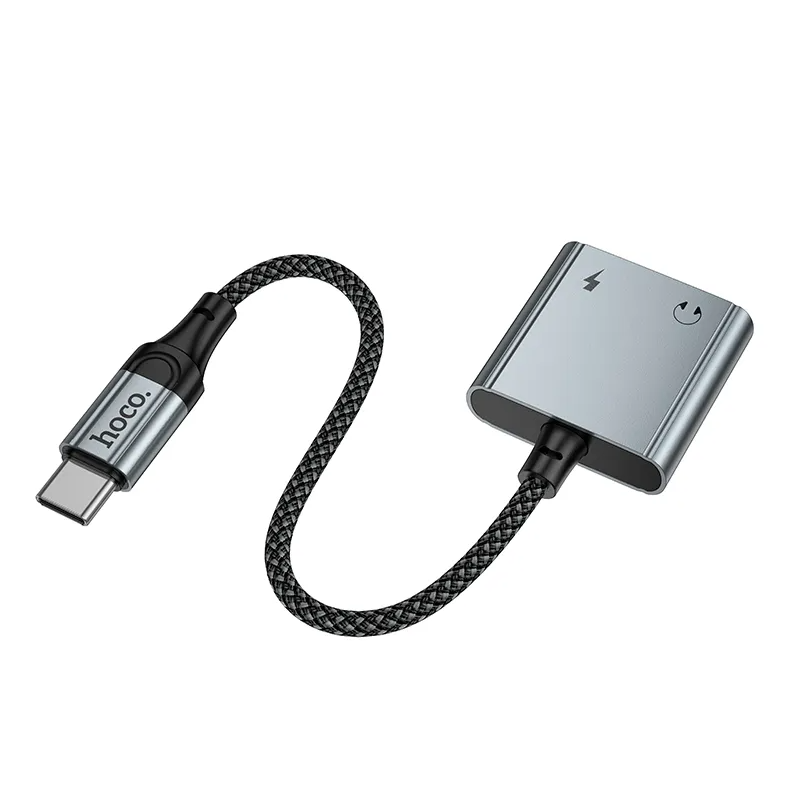 USB-C audio adapter - USB-C / USB-C HOCO UPA34A, siva