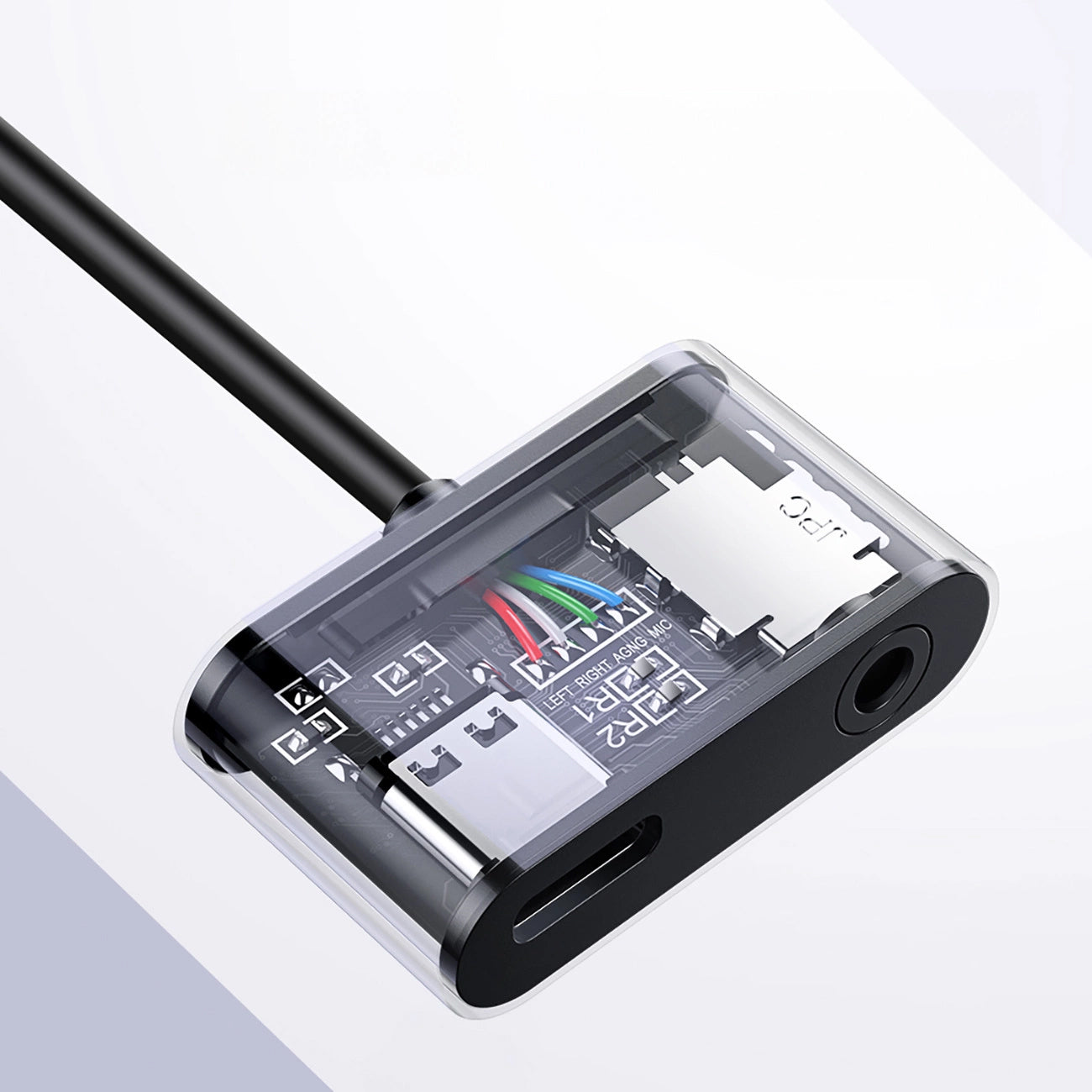 Audio adapter USB-C - 3.5mm / USB-C UGREEN CM193, sivi