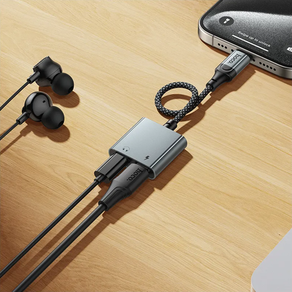 USB-C audio adapter - USB-C / USB-C HOCO UPA34A, siva