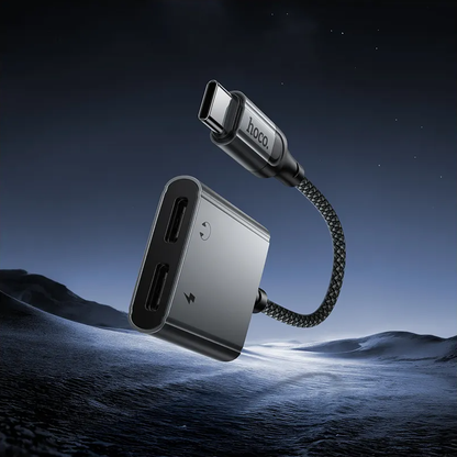 USB-C audio adapter - USB-C / USB-C HOCO UPA34A, siva