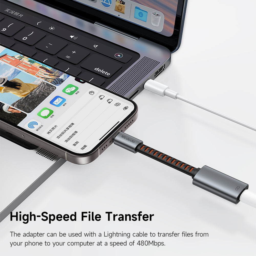 Audio adapter USB-C - Lightning McDodo CA-4870, Sivi