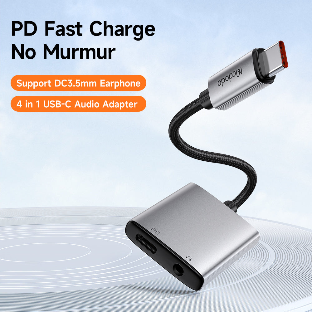 Audio adapter USB-C - USB-C / 3.5mm McDodo CA-5050 Wales, Sivi