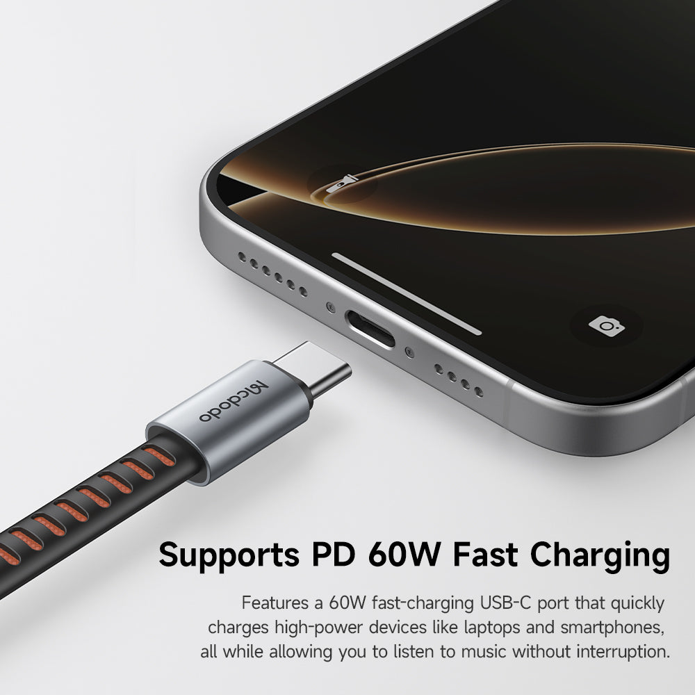 Audio adapter USB-C - USB-C / USB-C McDodo CA-3370, Sivi