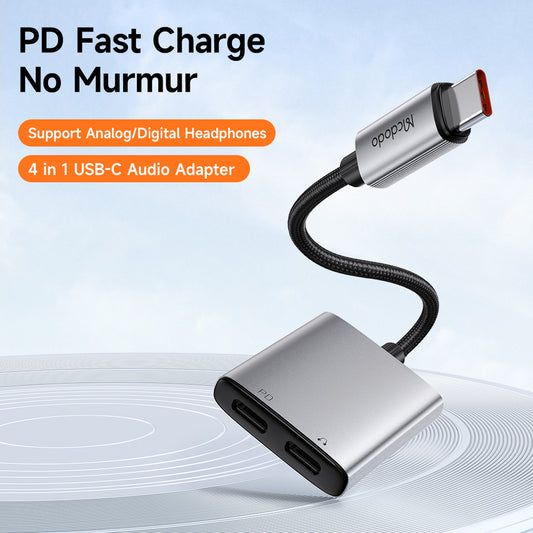 Audio adapter USB-C - USB-C / USB-C McDodo CA-5570 Wales, Sivi