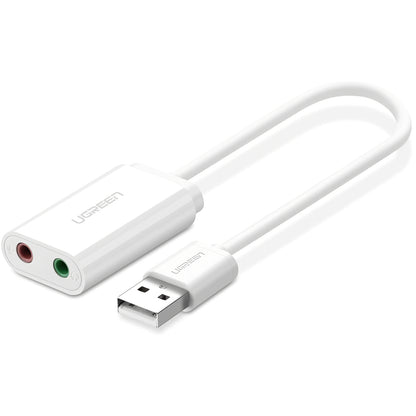 USB zvučna kartica UGREEN US205, 2 x Jack 3.5mm, Bijela