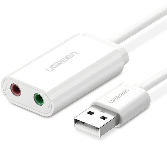 USB zvučna kartica UGREEN US205, 2 x Jack 3.5mm, Bijela