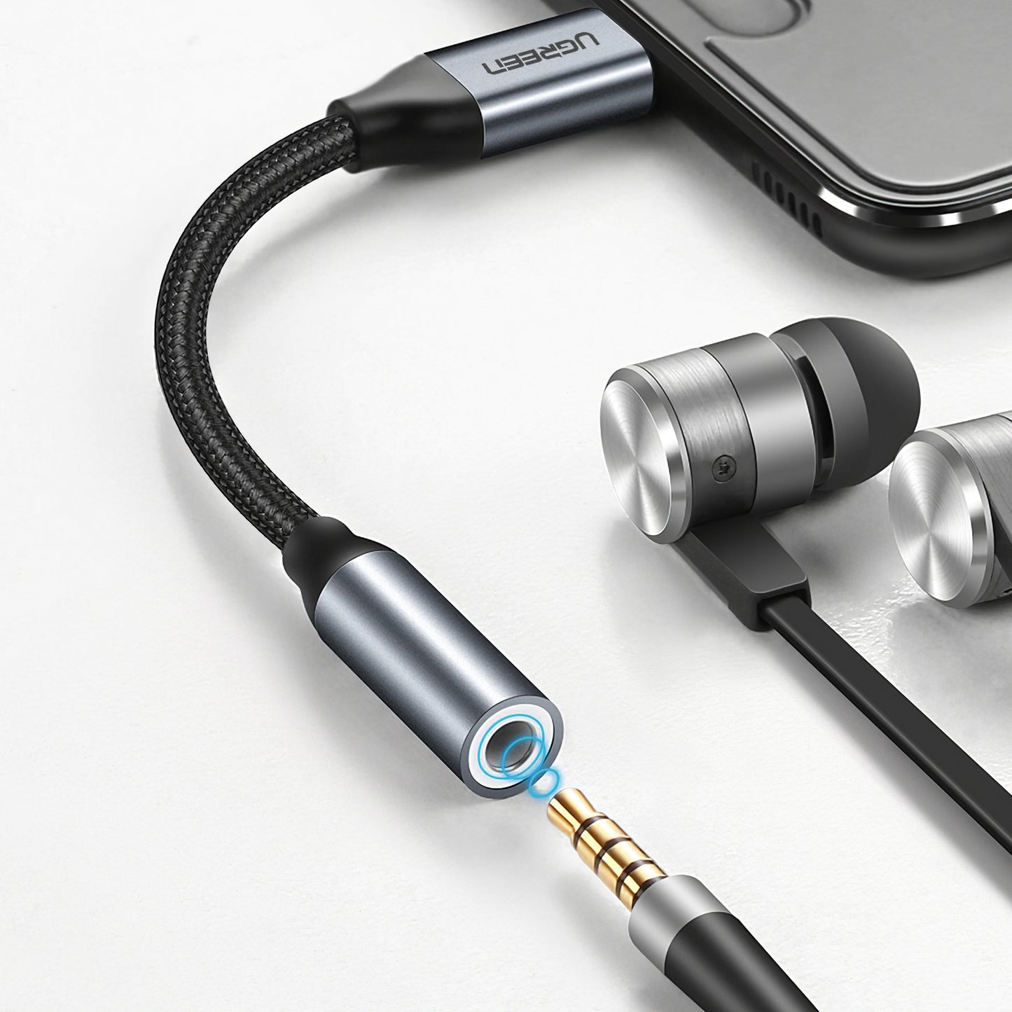 Audio adapter USB-C - 3.5mm UGREEN AV142, Sivi