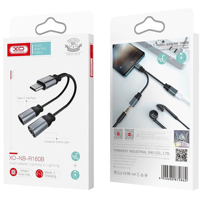 Audio adapter USB-C - USB-C / 3.5mm XO Design NBR160B, Crni