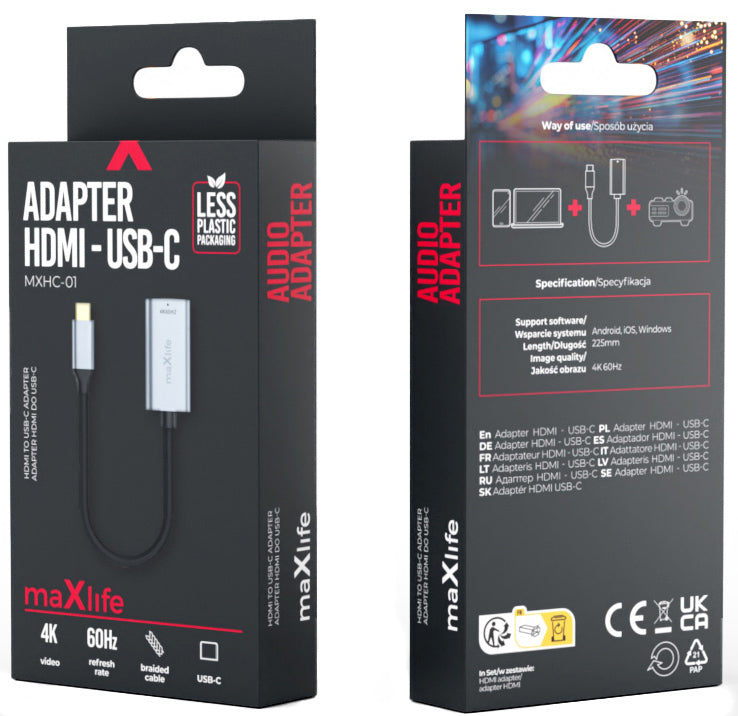 Audio i Video Adapter USB-C - HDMI MaXlife MXHC-01, Sivi