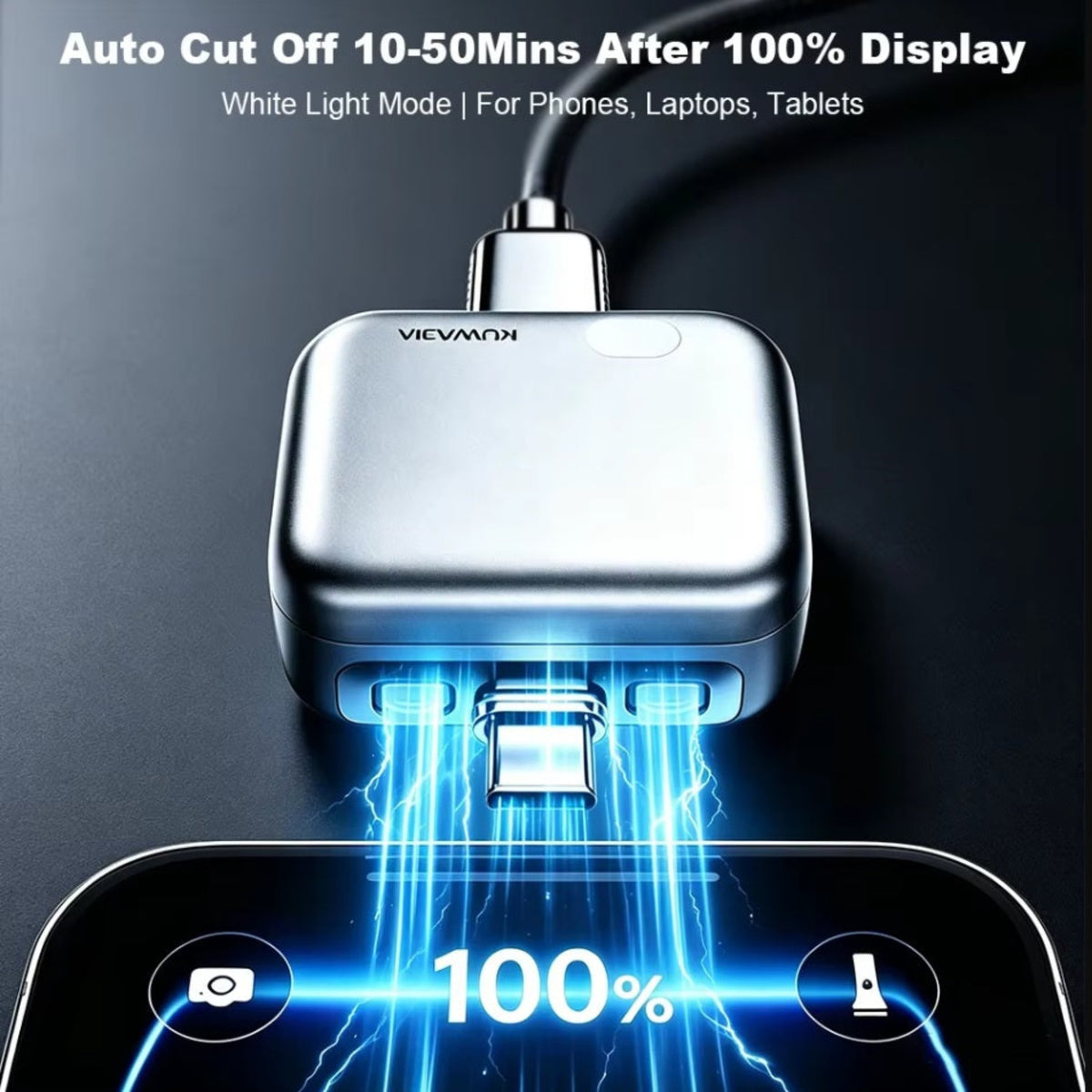 Auto Adapter Disconnect USB-C Forward KH-51 za Napajanje s Automatskim Isključivanjem i Zaštitom Baterije, Srebrni