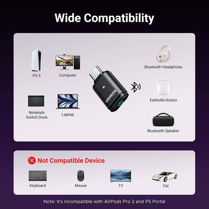 Bluetooth USB-C adapter UGREEN BT501, Crni