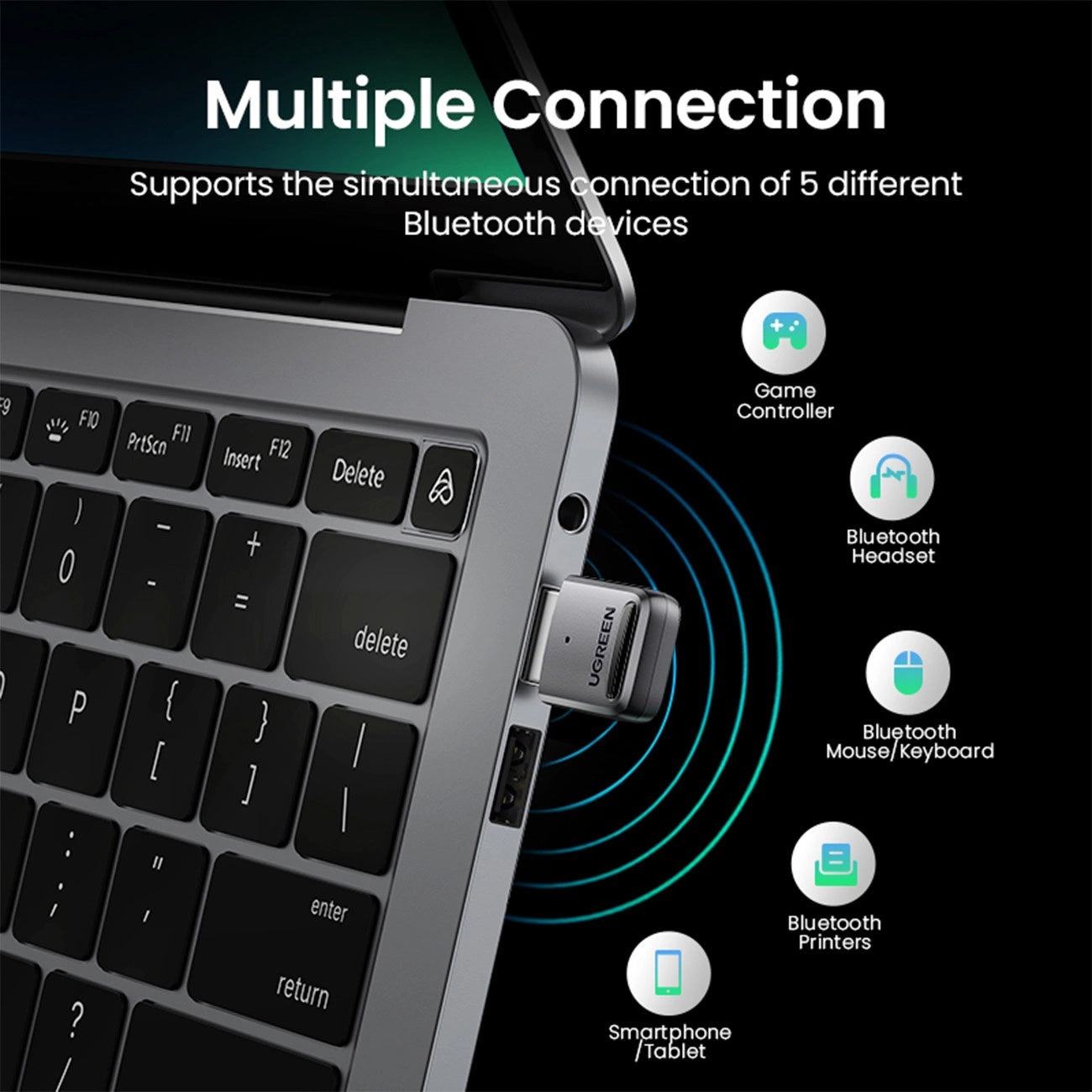 Bluetooth USB adapter UGREEN CM390-2, Crni