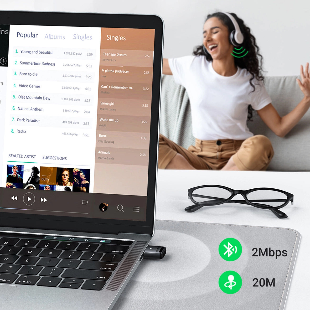 Bluetooth USB adapter UGREEN CM390-2, Crni