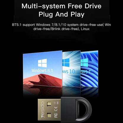Bluetooth USB adapter Yesido YAU34, Crni