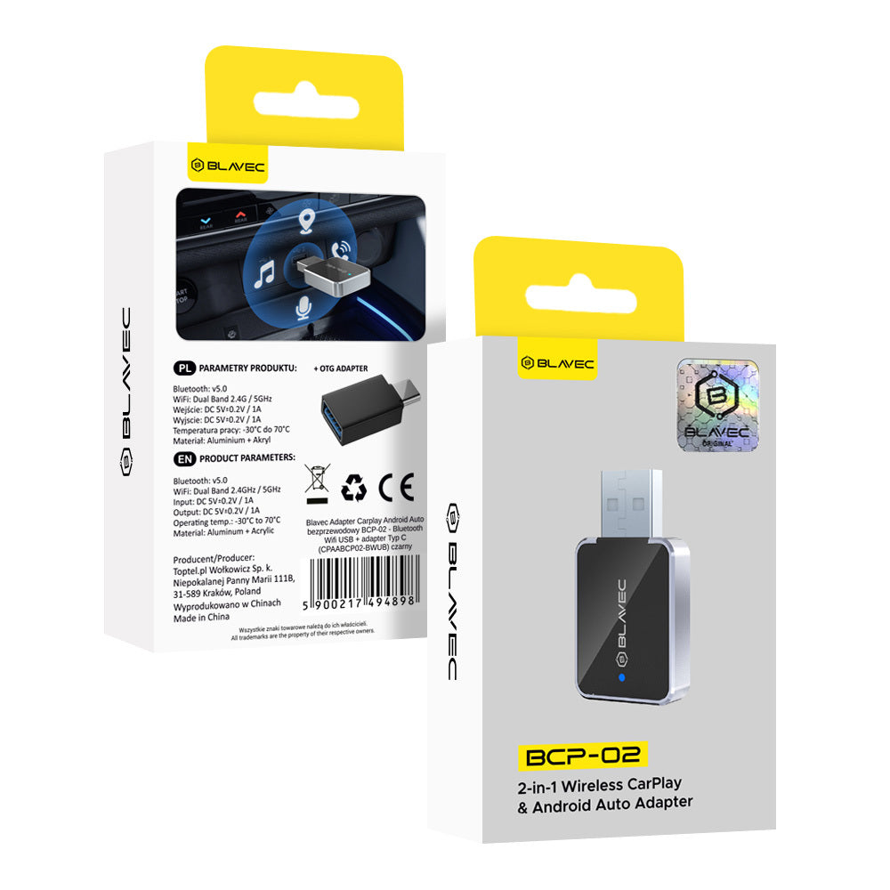 Bežični adapter Carplay / Android Auto Blavec BCP-02 za Apple iPhone / Android Series