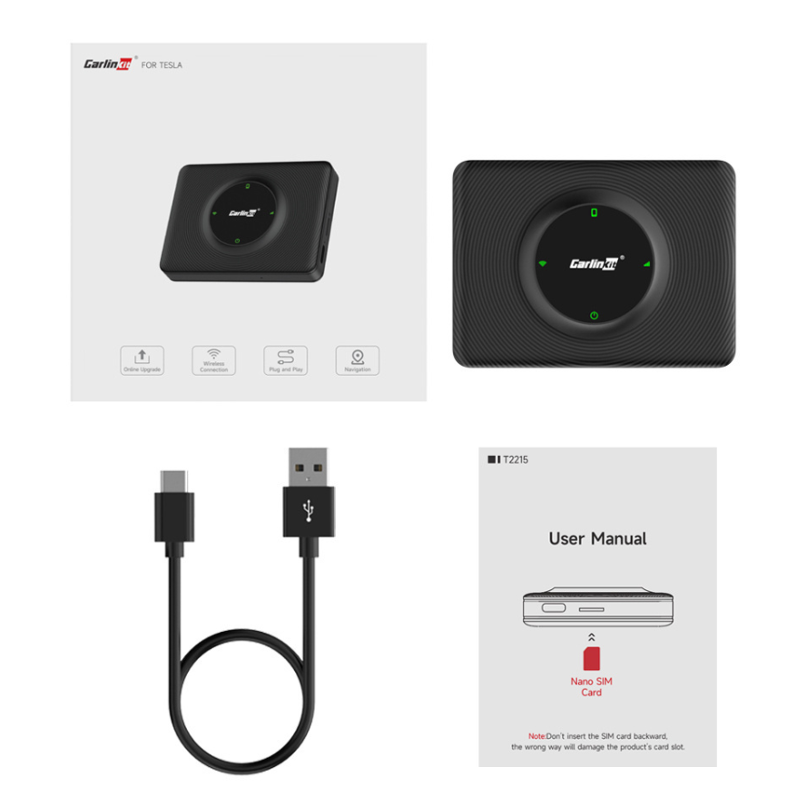 Bežični Carplay / Android Auto adapter Carlinkit kompatibilan s Tesla Model 3 / X / Y / S za Apple iPhone / Android Series CPC200-T2C