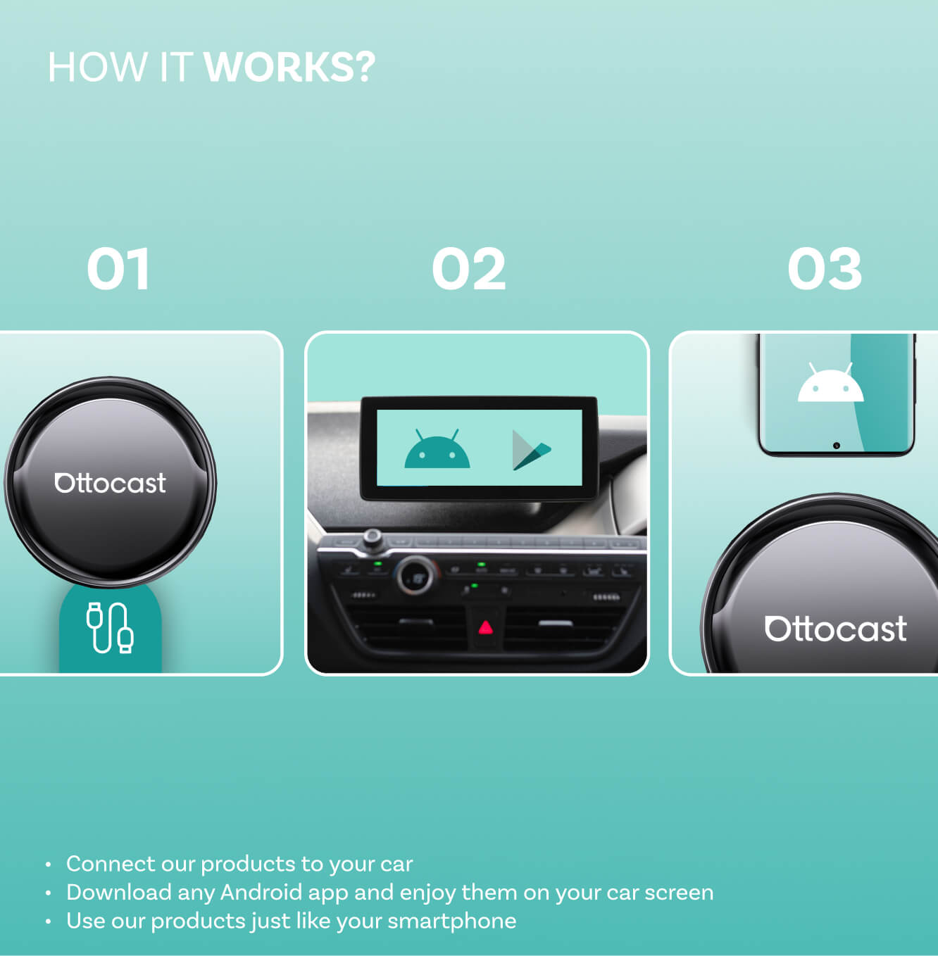 Bežični adapter Carplay / Android Auto Ottocast OttoAibox P3 Pro za Apple iPhone / Android Series PCS61-T