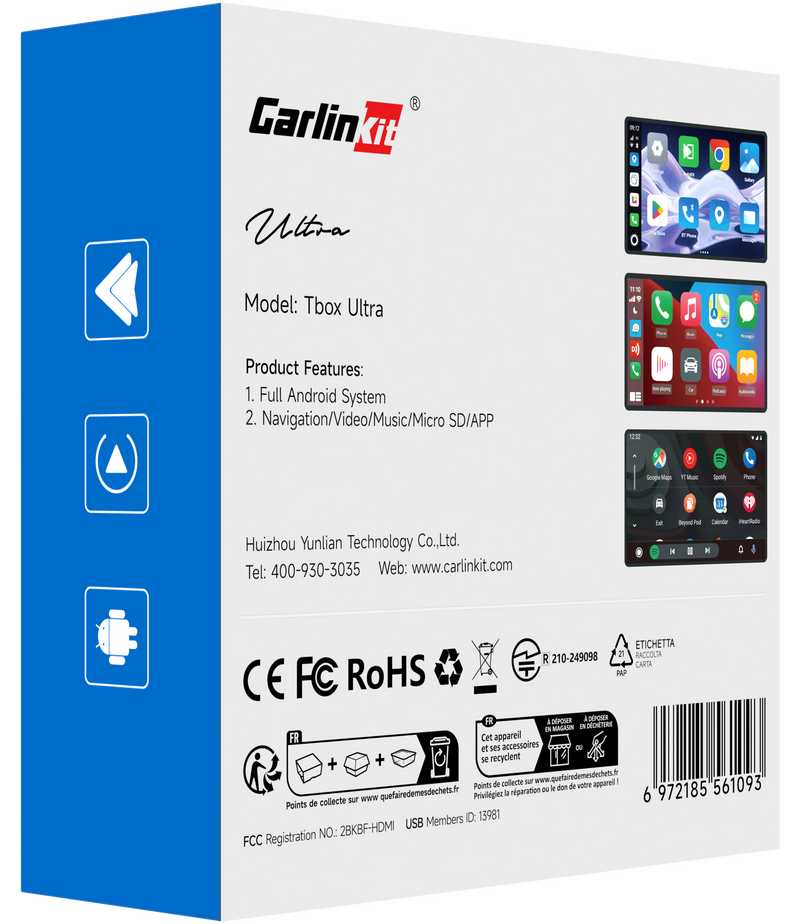 Bežični adapter Carplay / Android Auto Carlinkit TBox Ultra 2 za Apple iPhone / Android Series, 8GB RAM / 128GB