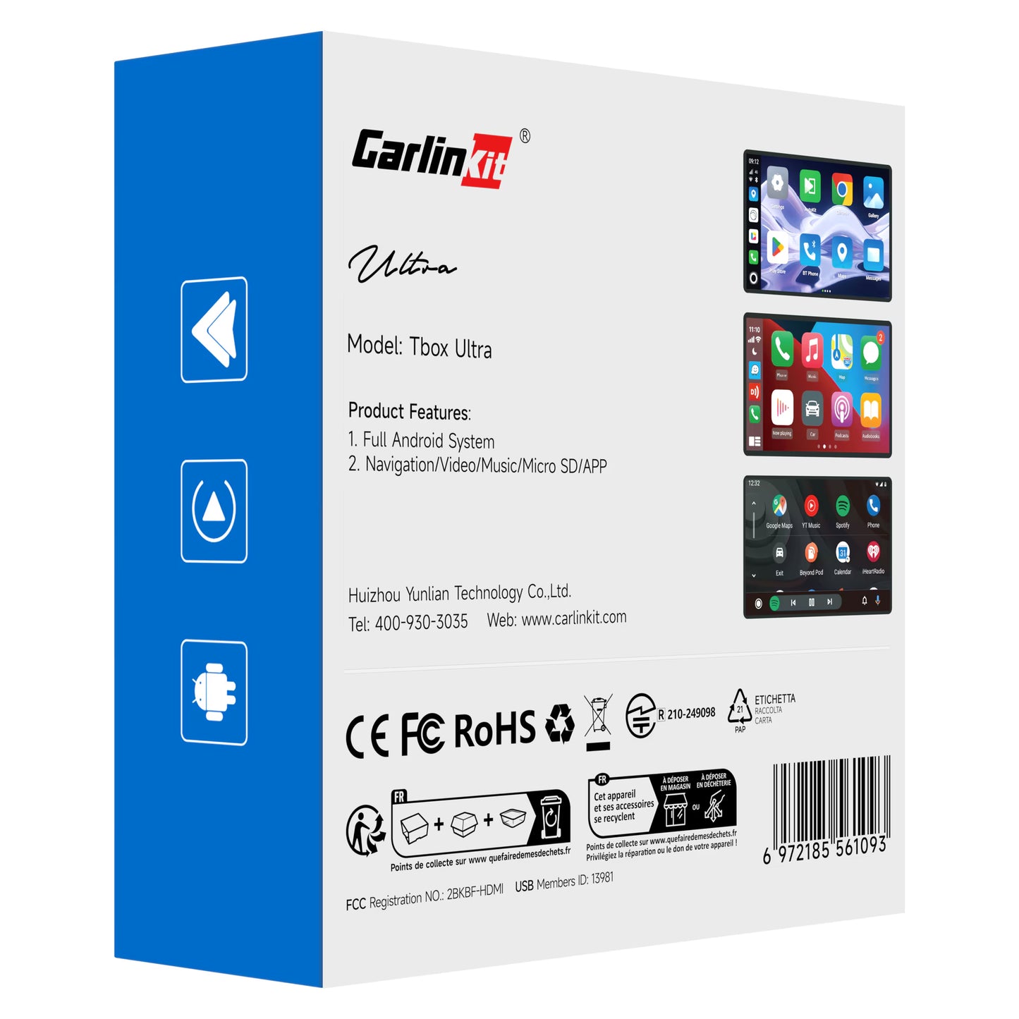 Bežični Carplay / Android Auto adapter Carlinkit TBox Ultra 2 za Apple iPhone / Android seriju, 8GB RAM / 128GB, 5G