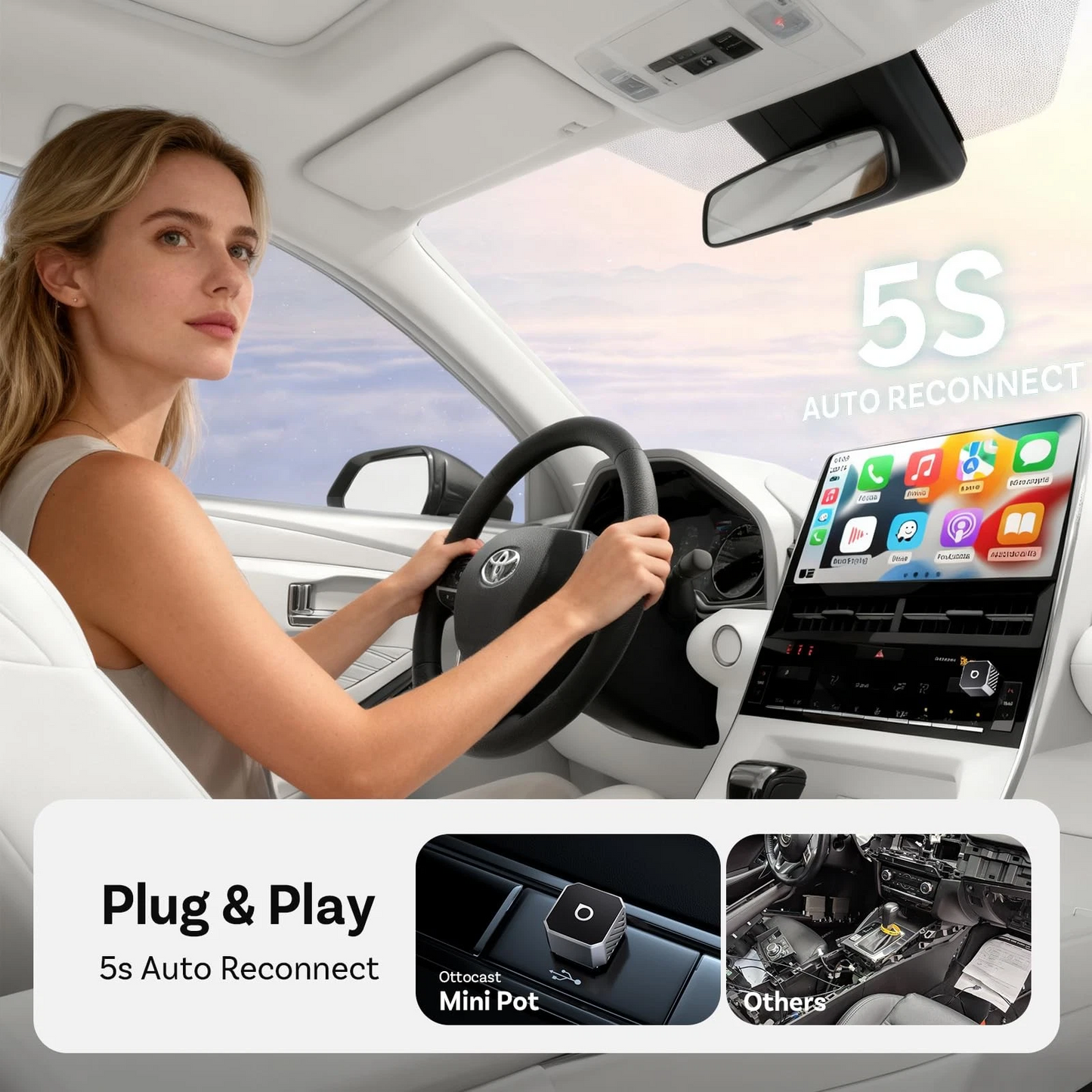 Bežični adapter Carplay / Android Auto Ottocast Mini Cube Style C za Apple iPhone / Android Series CP88-T3