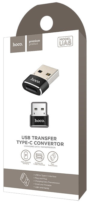 Adapter za Prijenos Podataka i Punjenje USB-C - USB-A HOCO UA6, Crni