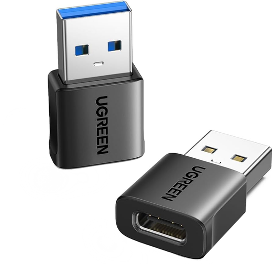 USB-C - USB-A adapter za prijenos podataka i punjenje UGREEN US701 (45275), set od 2 komada, crna