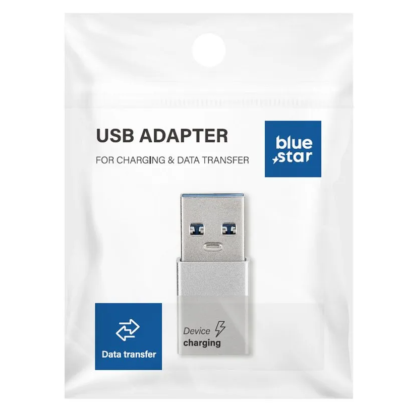 USB-C - USB-A Blue Star adapter za prijenos podataka i punjenje, bijeli