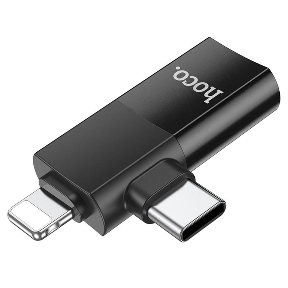 OTG adapter USB-C / Lightning - USB-A HOCO UA17, Crni