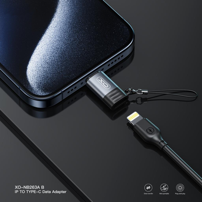 Adapter za podatke i punjenje Lightning - USB-C XO Design NB263A, Crni