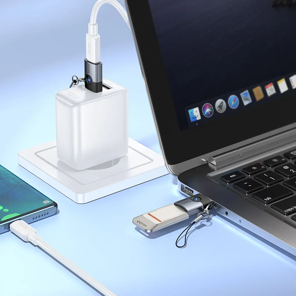 USB-C - USB-A HOCO UA46B adapter za prijenos podataka i punjenje, siva