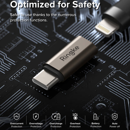 Adapter za podatke i punjenje Lightning - USB-C Ringke, Smeđi, Set 2 komada