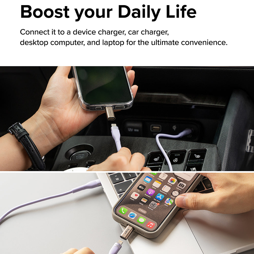 Adapter za podatke i punjenje Lightning - USB-C Ringke, Smeđi, Set 2 komada