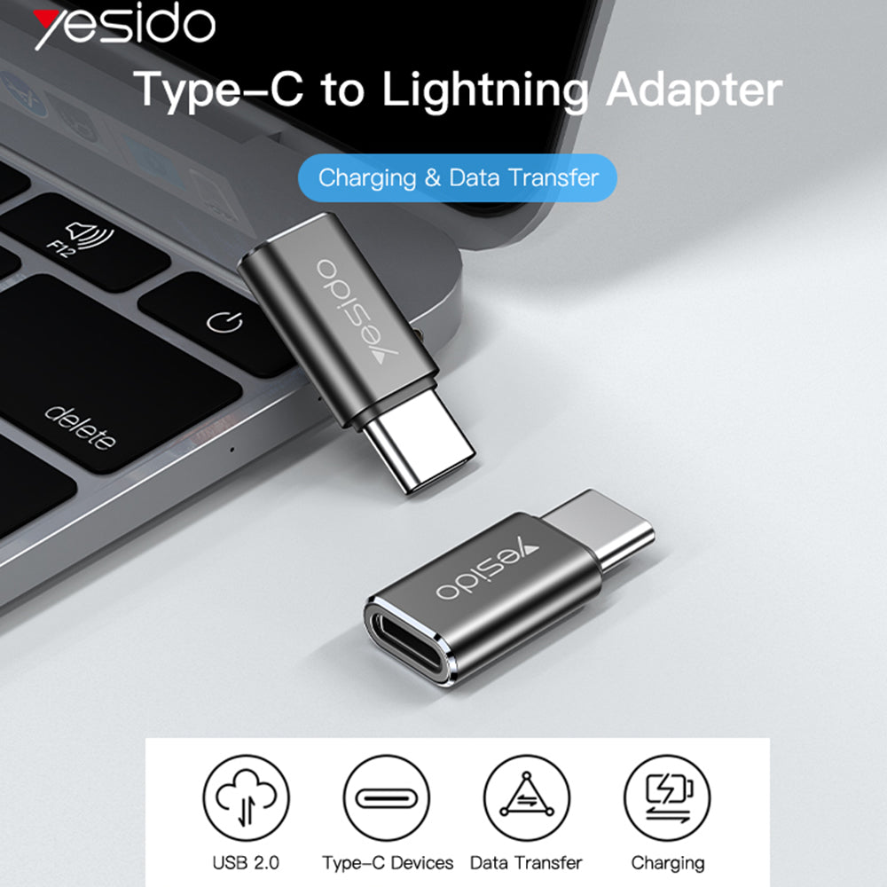 Adapter za podatke i punjenje Lightning - USB-C Yesido GS22, Sivi