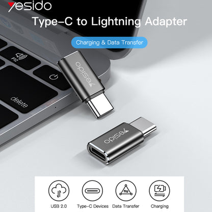 Adapter za podatke i punjenje Lightning - USB-C Yesido GS22, Sivi