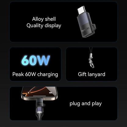 Adapter za podatke i punjenje Lightning - USB-C Yesido GS28, Sivi