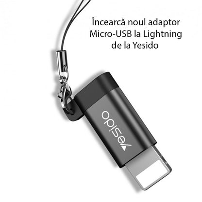Adapter za podatke i punjenje microUSB - Lightning Yesido GS05, Crni