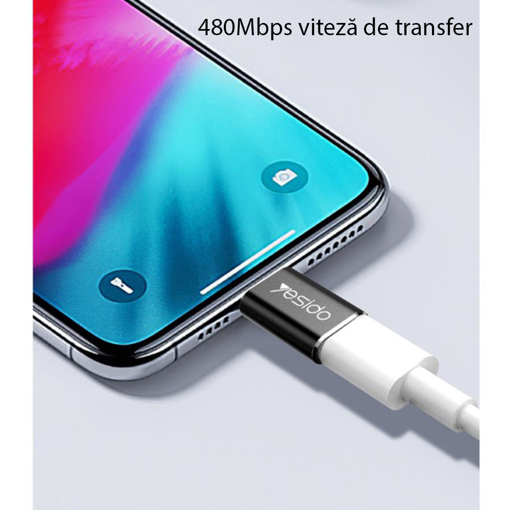 Adapter za podatke i punjenje microUSB - Lightning Yesido GS05, Crni
