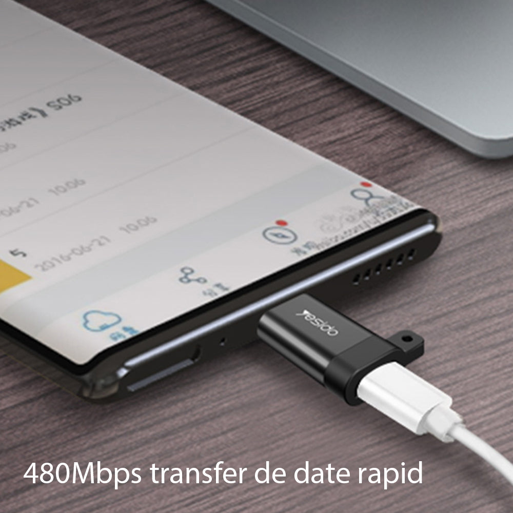 Adaptor za podatke i punjenje microUSB - USB-C Yesido GS04, Crni