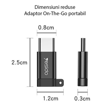 Adaptor za podatke i punjenje microUSB - USB-C Yesido GS04, Crni