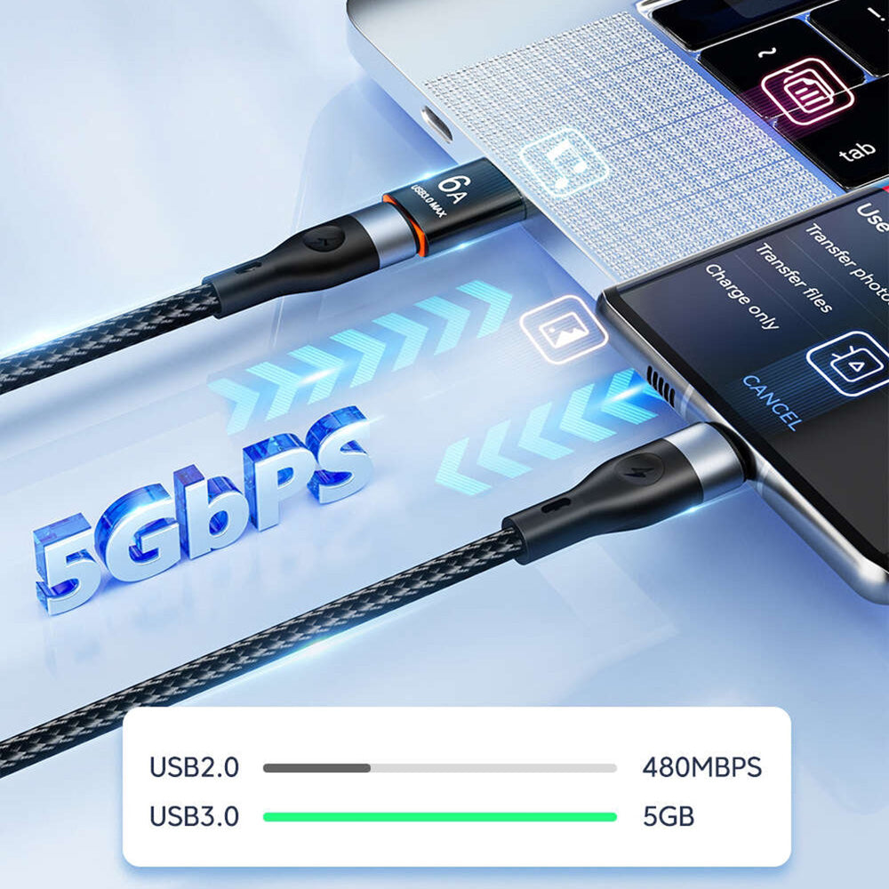 Adapter za podatke i punjenje USB-C - USB-A Techsuit A5 HyperPort, Crno Narančasta