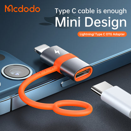 Adapter za podatke i punjenje USB-C - Lightning McDodo OT-0510, Sivi