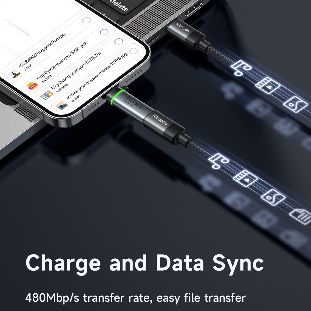 Adapter za podatke i punjenje USB-C - Lightning McDodo OT-2590 Power Off, Crni