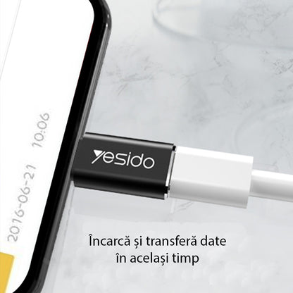 Adaptor za podatke i punjenje USB-C - Lightning Yesido GS03, Crni