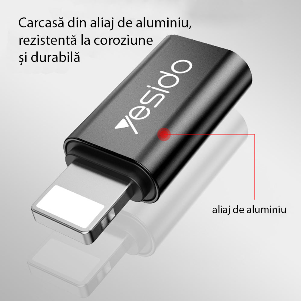 Adaptor za podatke i punjenje USB-C - Lightning Yesido GS03, Crni