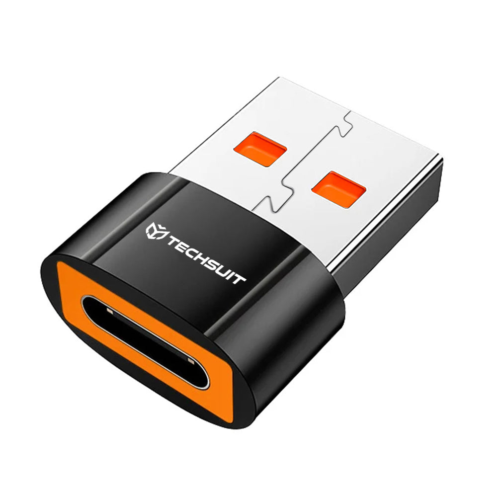 Adapter za podatke i punjenje USB-C - USB-A Techsuit A7 HyperPort, Crno Narančasta