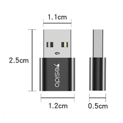 Adapter za podatke i punjenje USB-C - USB-A Yesido GS09, Crni